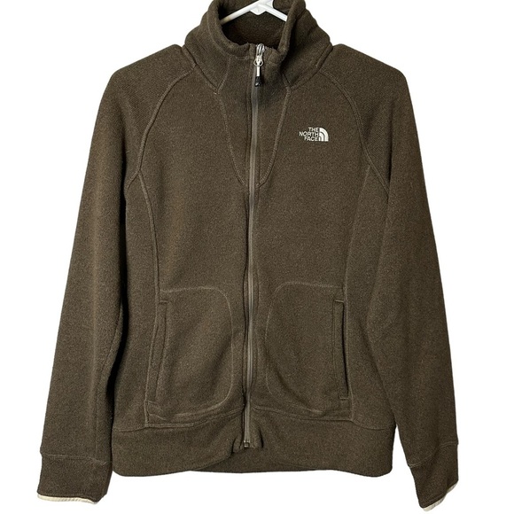 The North Face Women’s Small Brown Khaki Fleece Long Sleeve Zip-Up Jacket A58R‎ - Picture 1 of 13